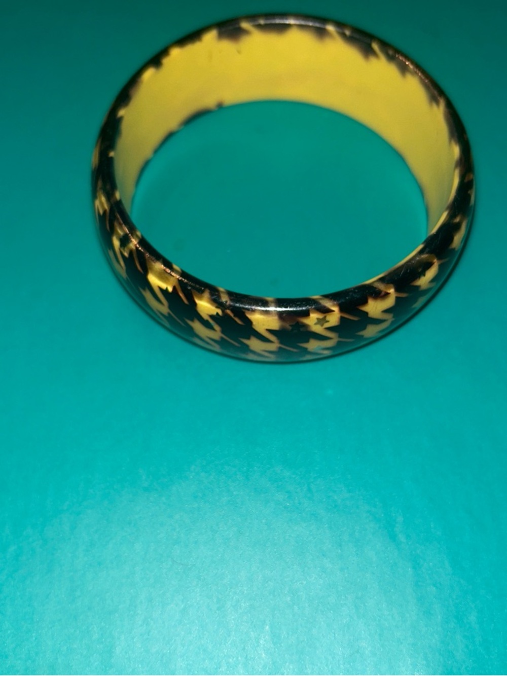 Yellow and Black Houndstooth Bangle Bracelet